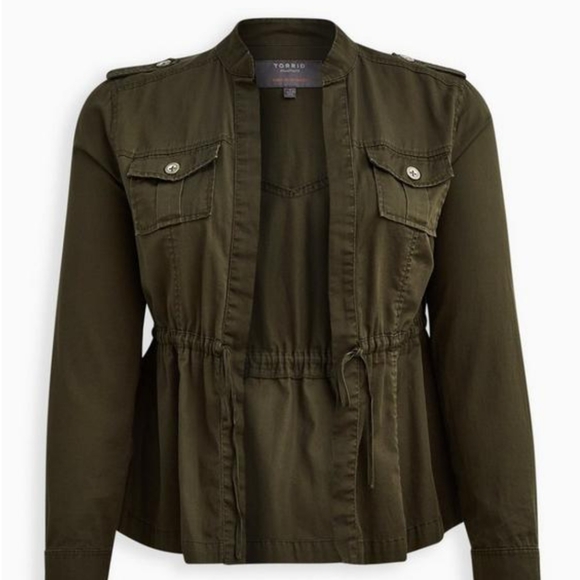 Torrid Peplum Twill Jacket  Sz.4X NWT Green - Picture 5 of 12